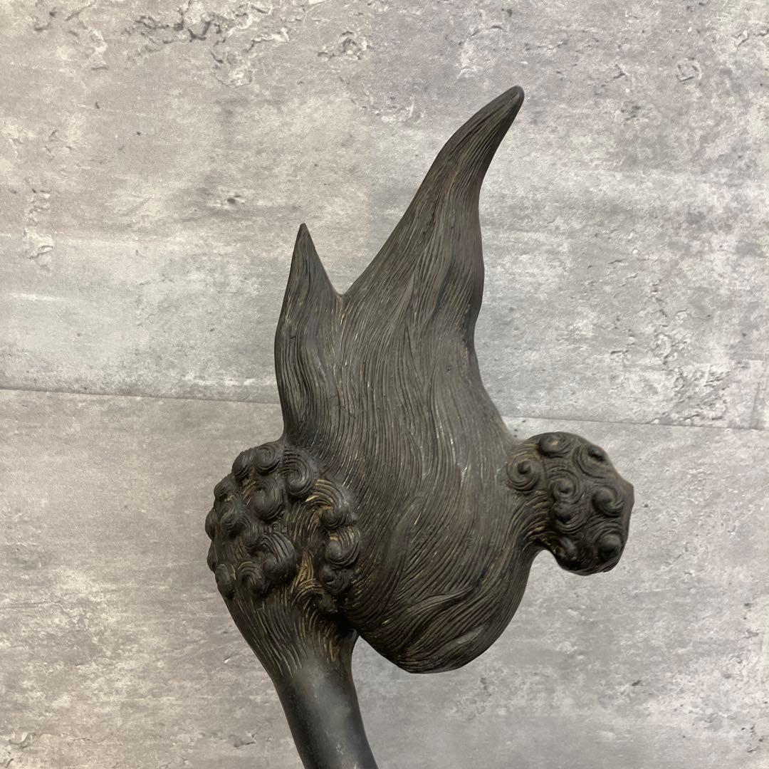 昭和レトロ 金属製 玉乗り獅子 シーサー 縁起物 置物 オブジェ 金属工芸