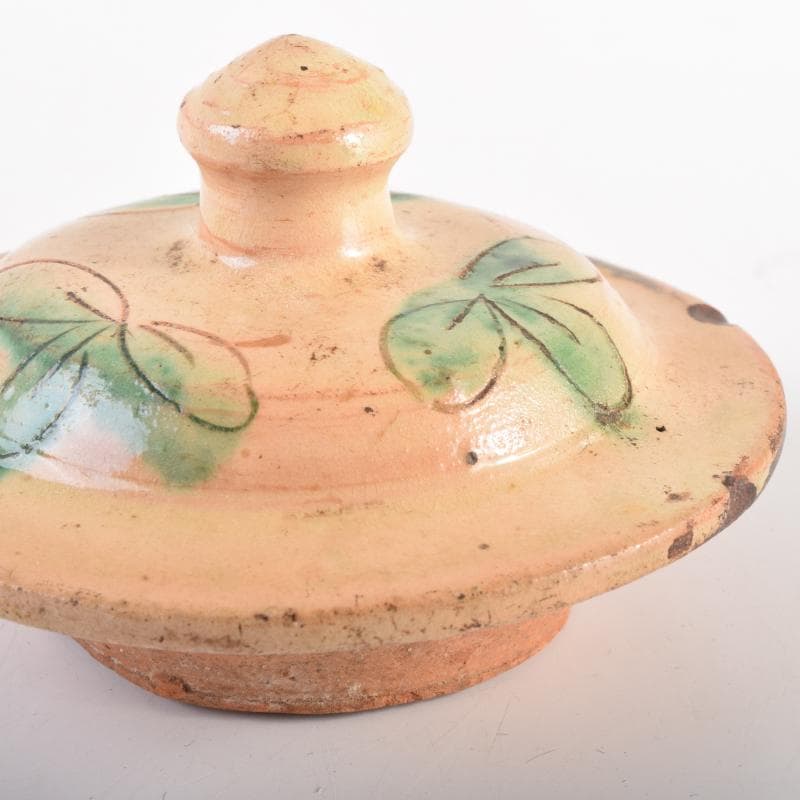 中国　唐三彩　花文　蓋壷　蓋物　C　6967