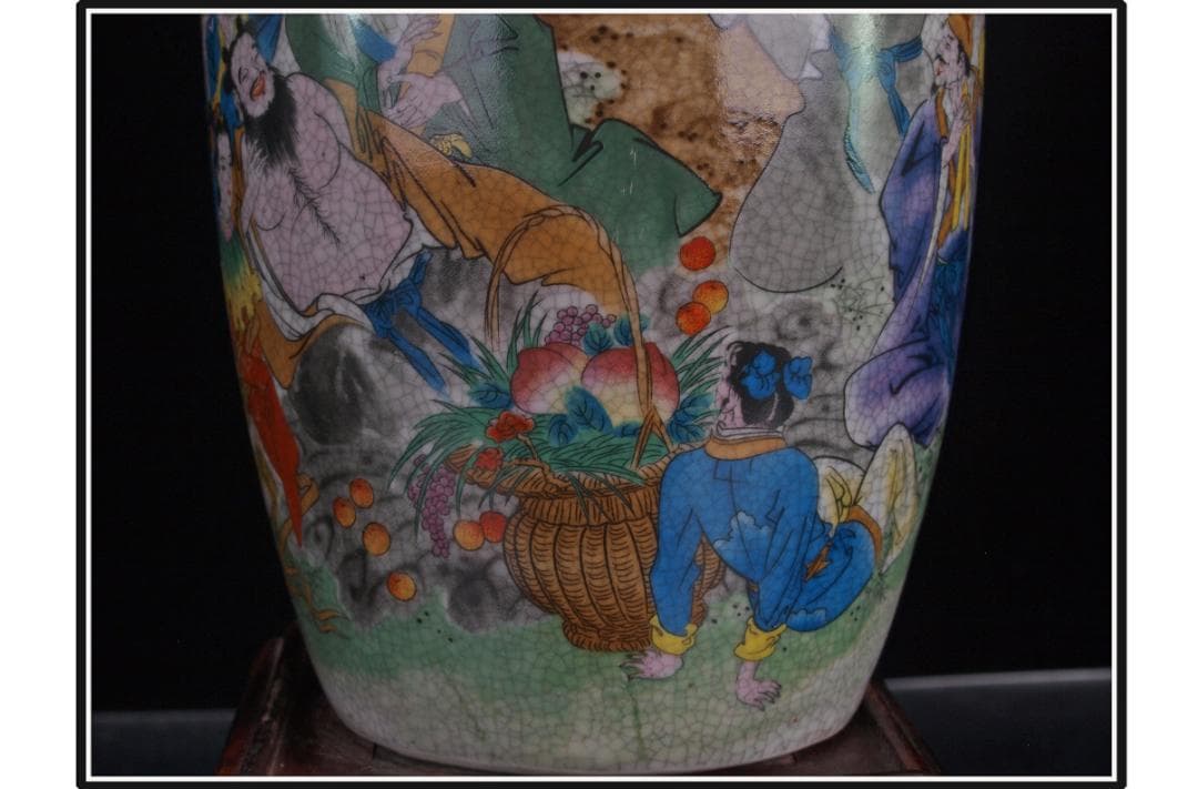 中国 清時代　在銘手描き花瓶 美術品　激安骨董品 DE1002B14-4