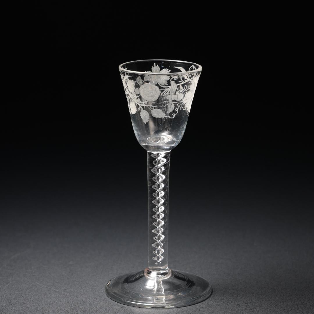 アンティークグラス　ジャコバイト　葡萄と蜂　ツイストステムR1542ダI