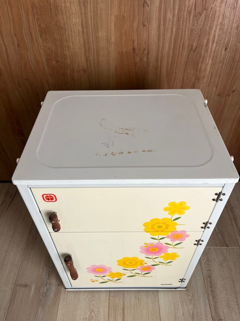 昭和レトロ　食品蚊帳　花柄　スチール　HOPE