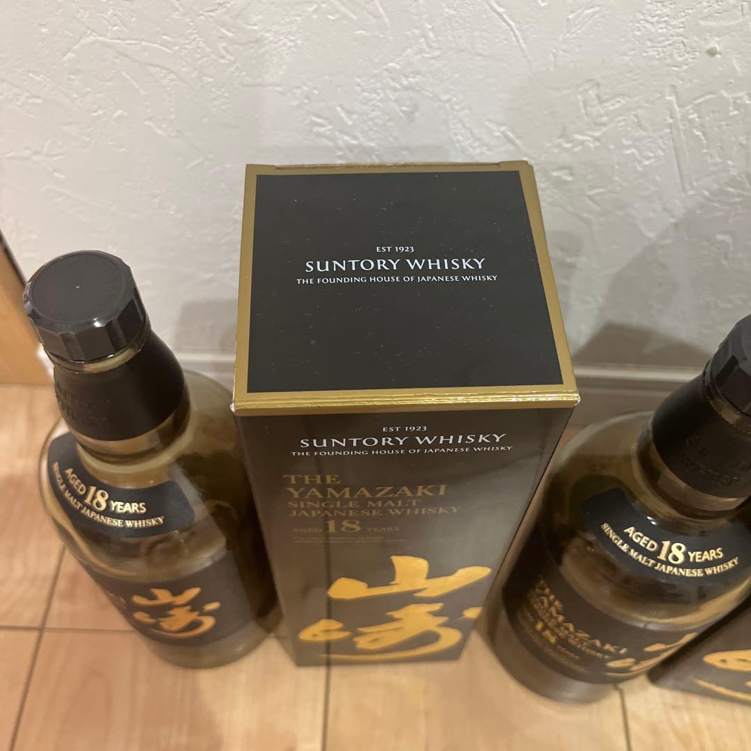 山崎 18年 シングルモルトウイスキー 700ml 空き瓶　箱つき4セット