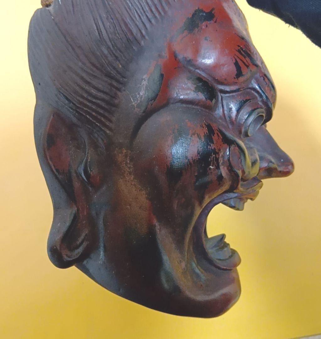 骨董品 伐折羅大将 お面 壁掛け 乾漆 仏教 美術 骨董品 レトロ アンティーク
