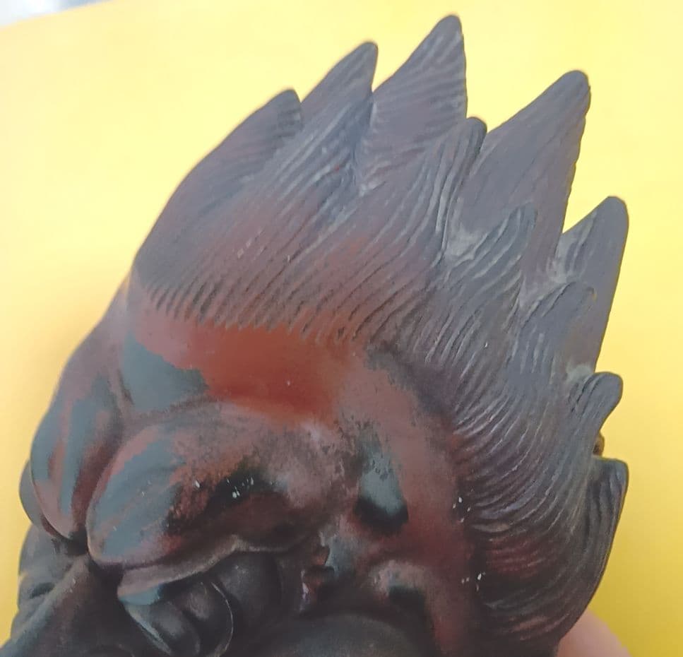 骨董品 伐折羅大将 お面 壁掛け 乾漆 仏教 美術 骨董品 レトロ アンティーク