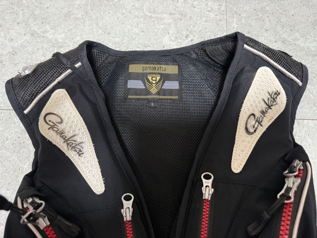 がまかつ　ライフジャケット Lサイズ　Windstopper ブラック×シルバー