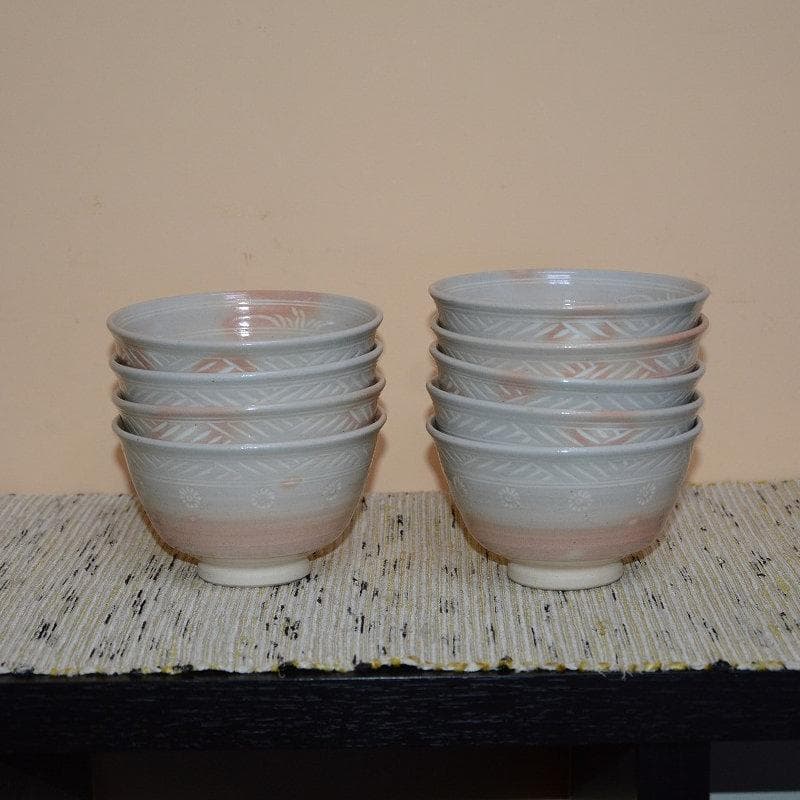 茶道具　数茶碗　９個　御本三嶋茶碗　田中渓峰造　共箱付　中古品　送料込み