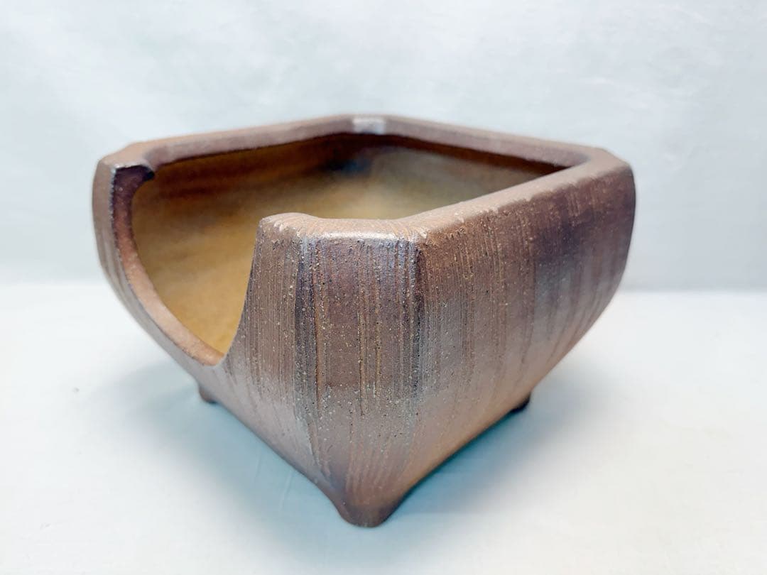 ほぼ未使用 茶道具 高橋乐斎作 四方風炉 信楽焼 タキイ電熱器 敷板 底瓦 共箱