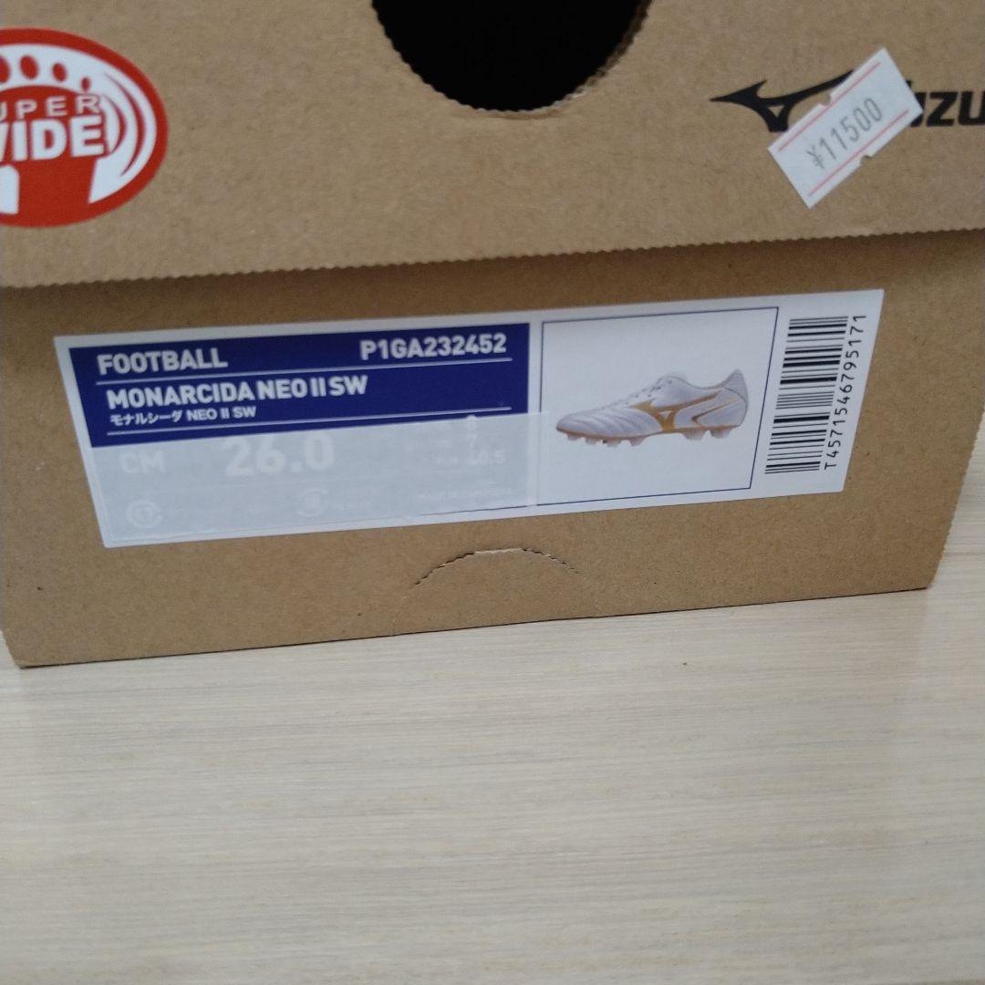 ミズノ モナルシーダネオⅡ SW 26.5センチ　幅広　ホワイト✕ゴールド