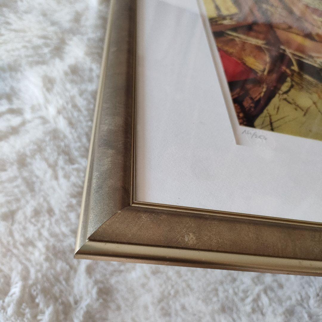 佐伯祐三 リトグラフ テラスの広告 ムルロ工房 証明書あり 絵画 額絵