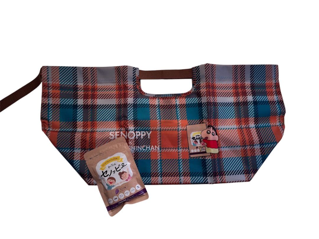 (^^)♪　セノッピーブドウ味6袋　クレヨンしんちゃんエコバッグ付き