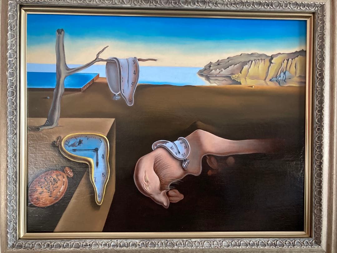 模写；ダリ「記憶の固執」F6号　油彩肉筆画