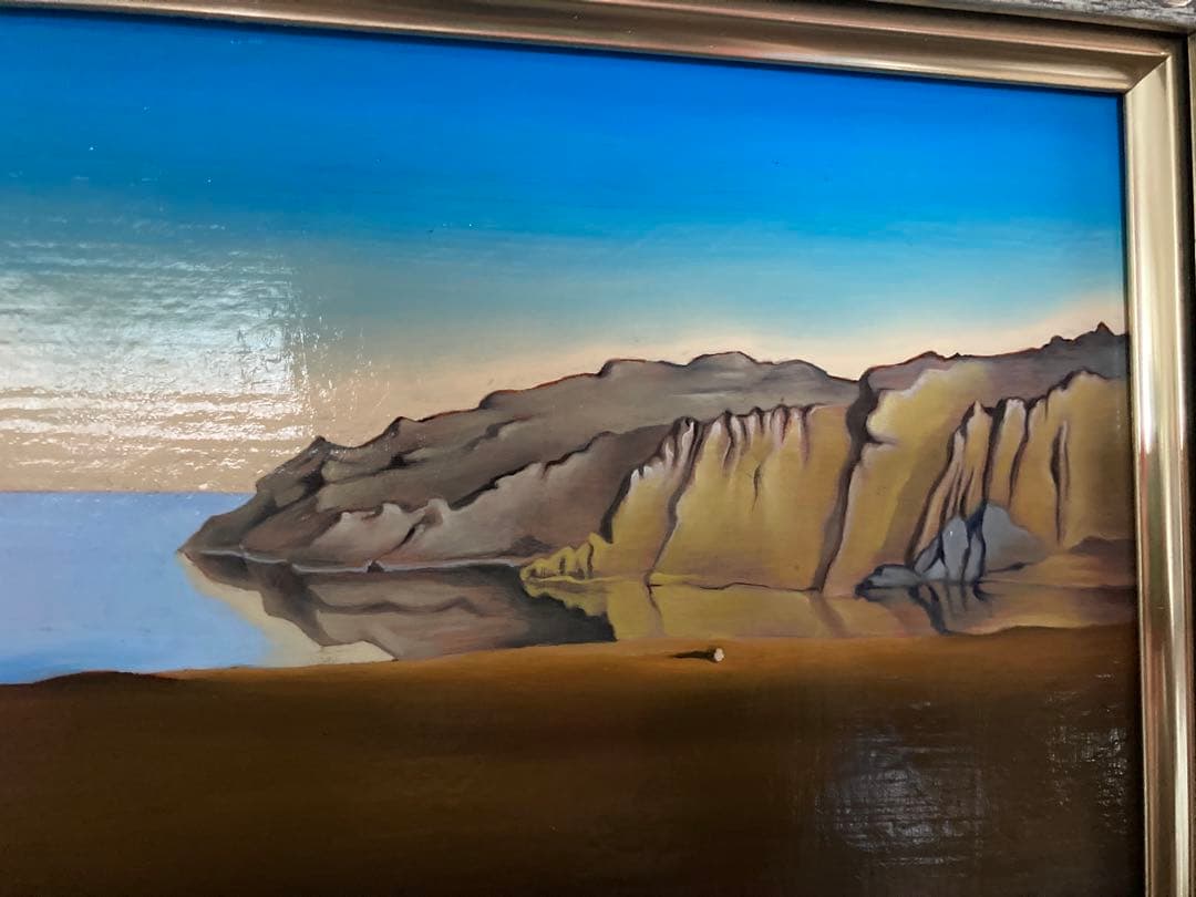 模写；ダリ「記憶の固執」F6号　油彩肉筆画