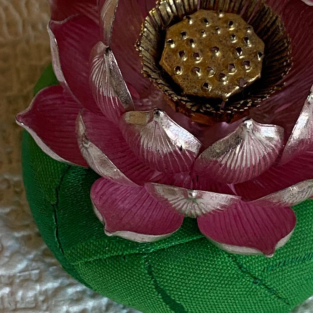 美品✨光則 純銀製仏花　蓮飾り（ピンク）1.7号　仏具　おりん　純金仕立て