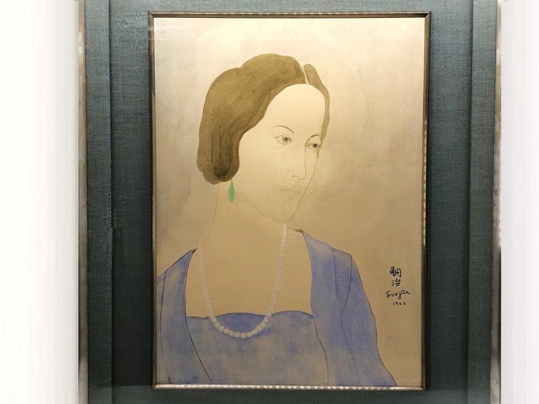 藤田嗣治　女性肖像 1923　肉筆水彩　額装