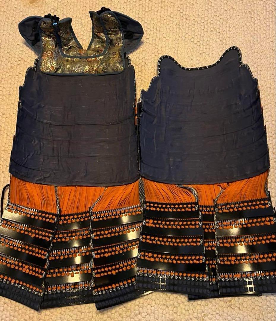 【新品同様】丸武工房製【現代 甲冑•等身大】当世素掛紺白茶糸威具足【胴 鎧】