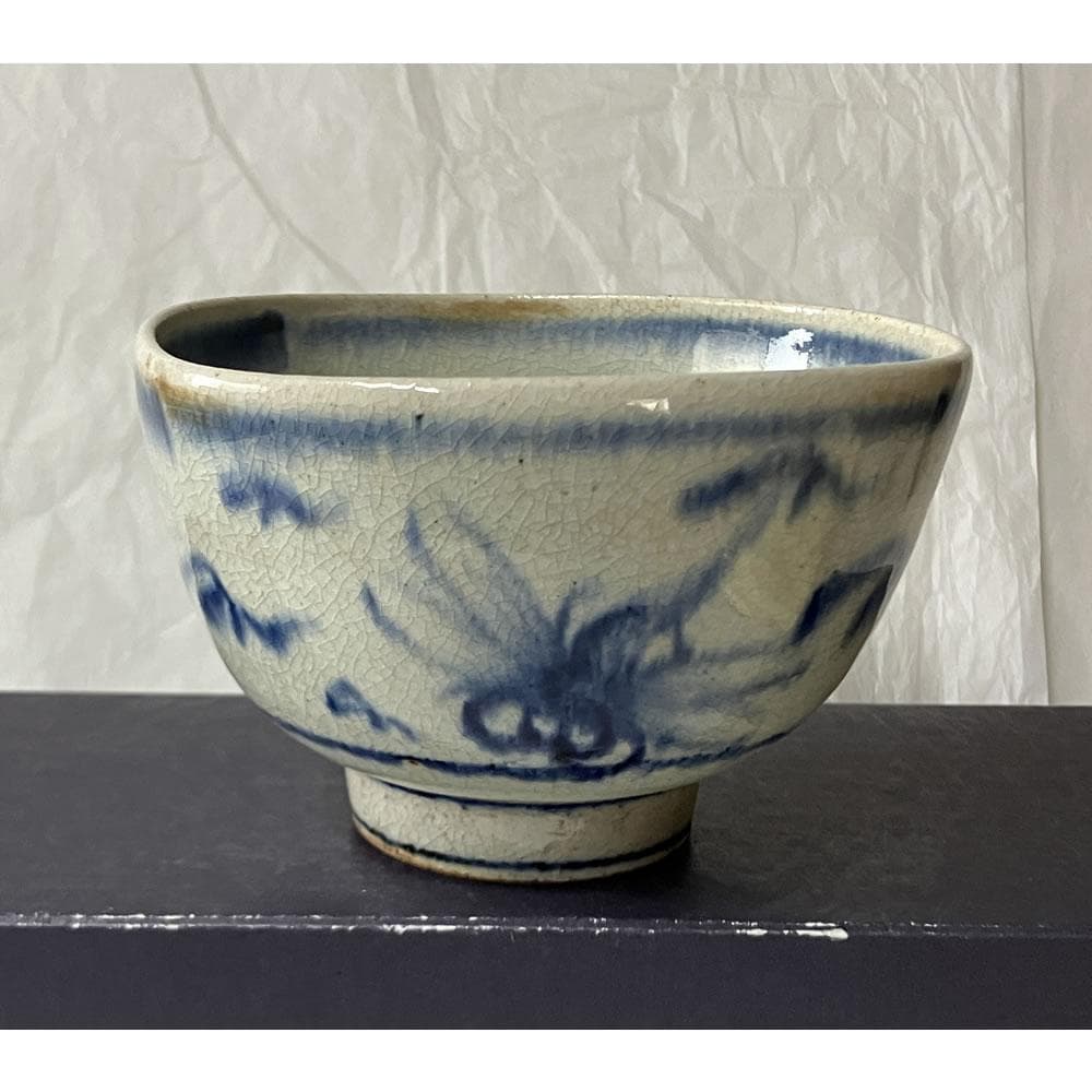w160 平安 春峰 倣 安南茶碗 蜻蛉画 共箱 蜻蛉 とんぼ 抹茶碗 茶道具