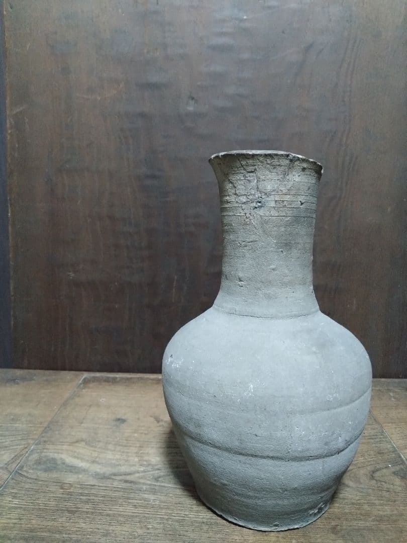 須恵器長頸瓶　発掘　考古　花生　花飾り　骨董古道具