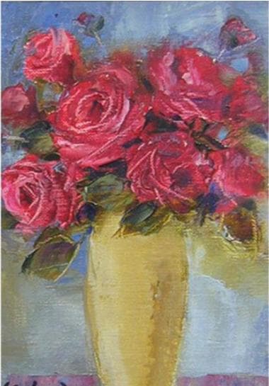 絵画 油絵 肉筆油絵 静物画 赤い薔薇