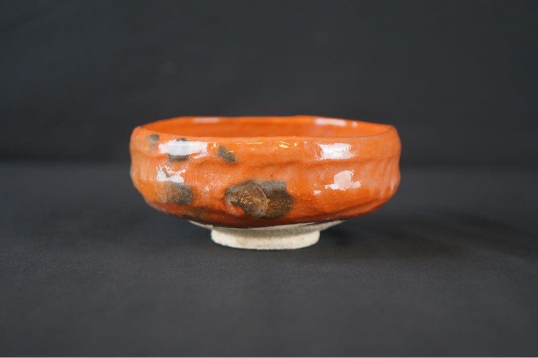 紫野焼 数印 赤平茶碗 藤井誡堂書付 銘 水月 共箱 京都 茶道具