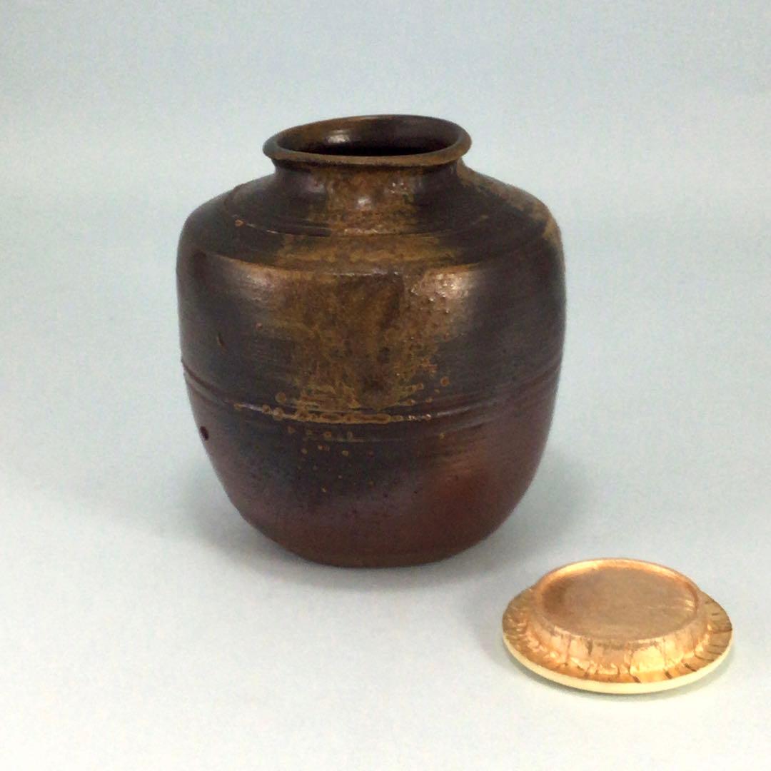 守時大融　備前肩衝茶入　共箱　茶道具