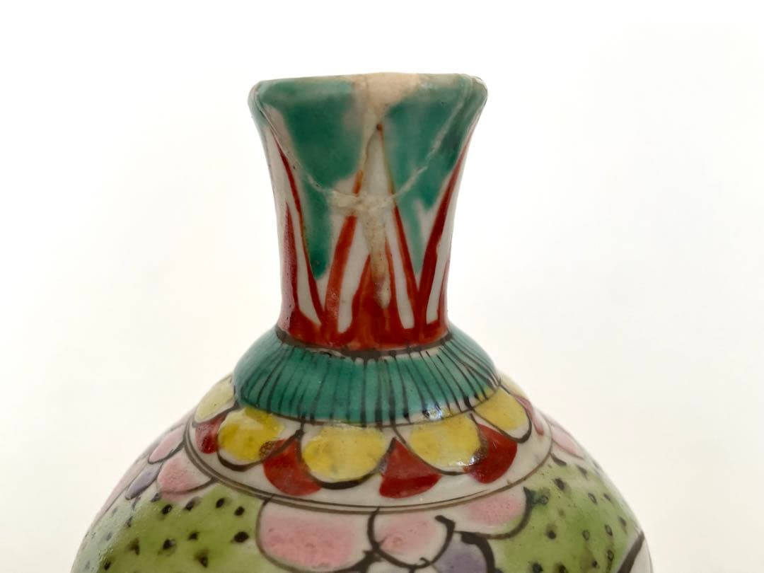 #1 骨董　アンティーク　保命酒徳利　鞆徳利　岩谷焼　色絵　花瓶　花入