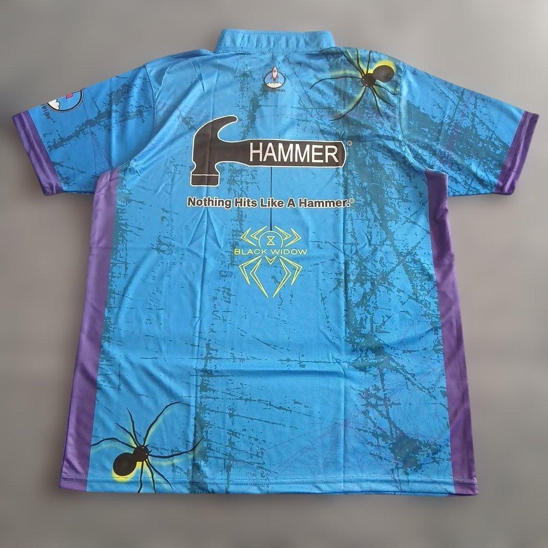 ✨新品✨ボウリングウェア　【XL】　ブラックウィドー　ハンマー　ブルー　大きめ