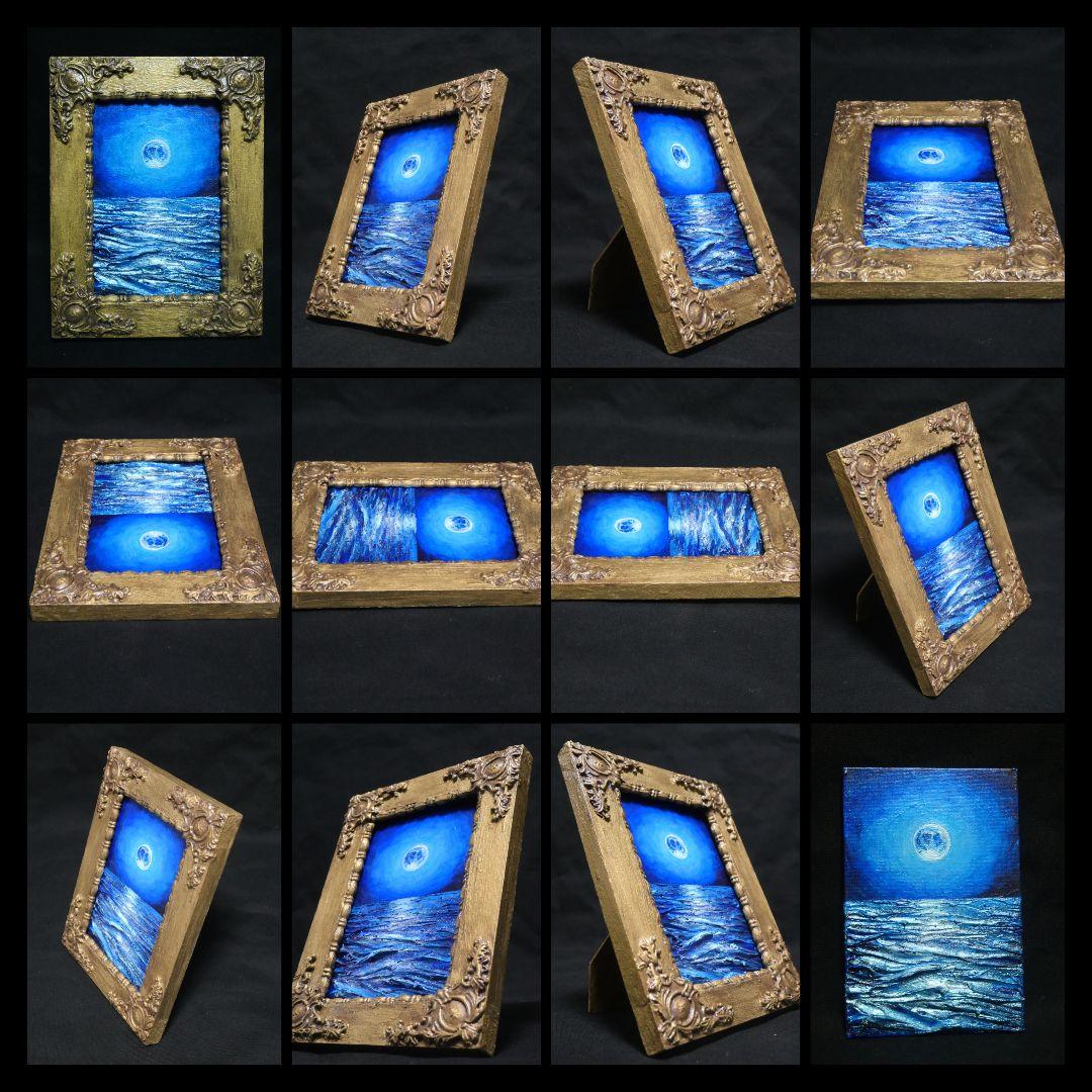 油絵 油彩 油彩画 絵 絵画 キャンバスパネル ミニ絵画【スーパーブルームーン】