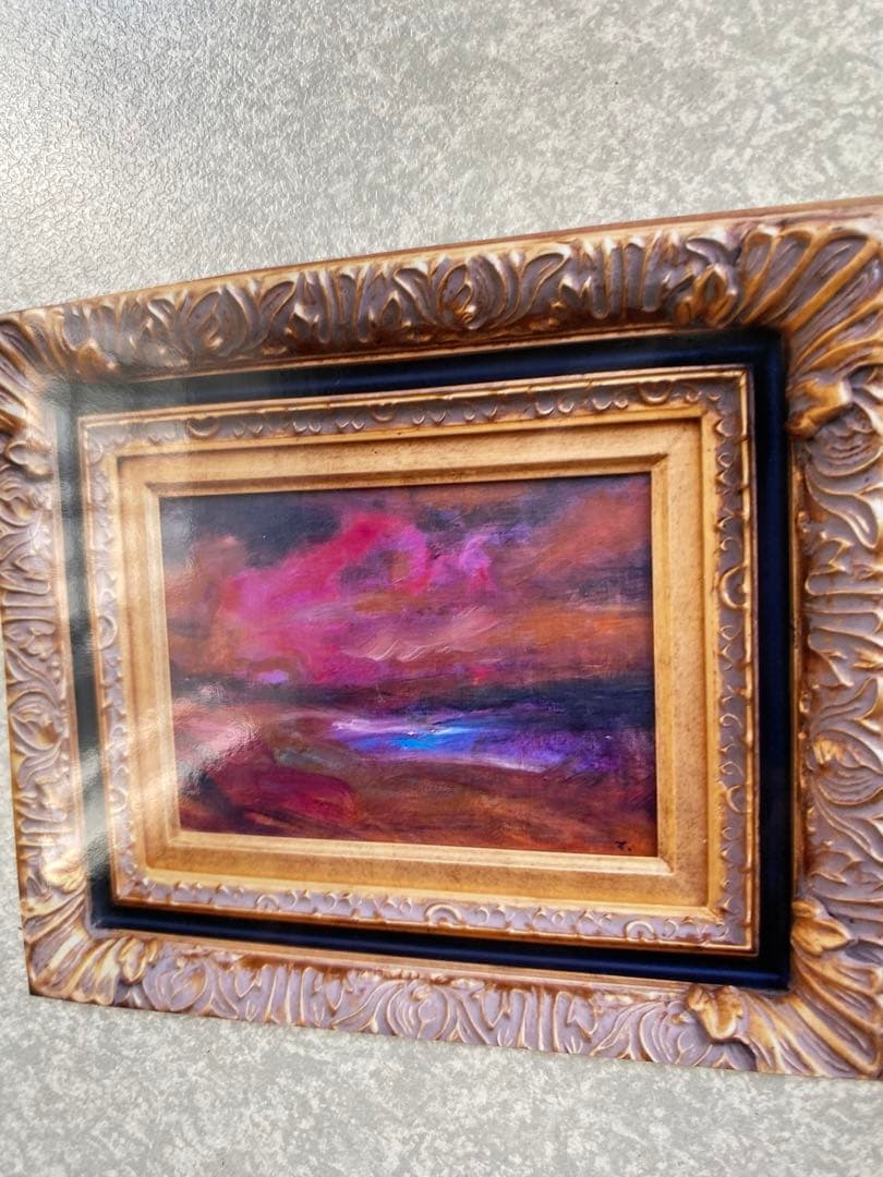 最終価格　油彩画菊地正則　「遥かなる地空」F4 額付き　美しさ　迫力　癒し　美品