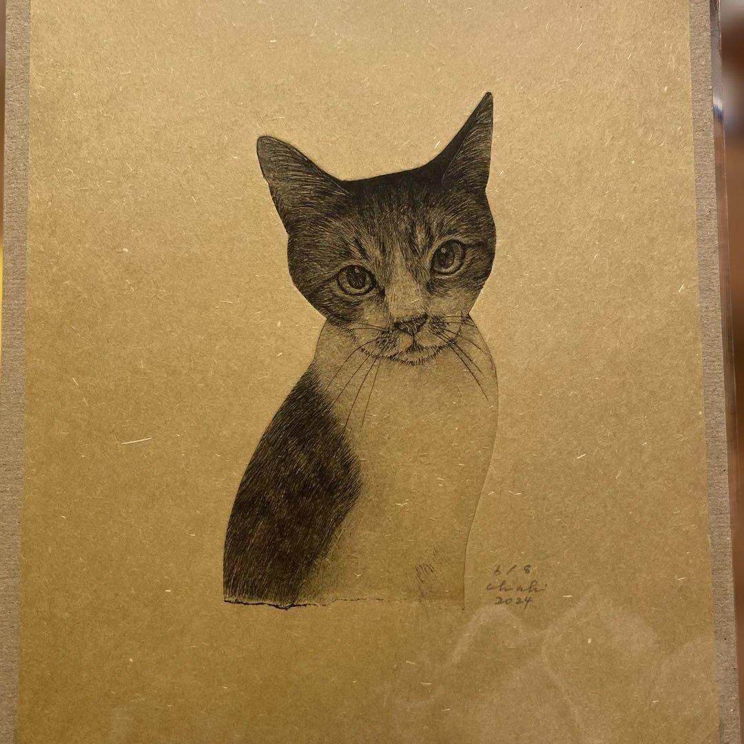 坂本千明さん　猫　紙版画