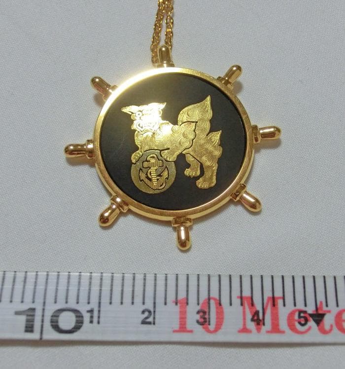 ☆海上自衛隊☆象嵌☆獅子の証し☆希少☆金彩☆ネックレス☆未使用☆共箱付き☆