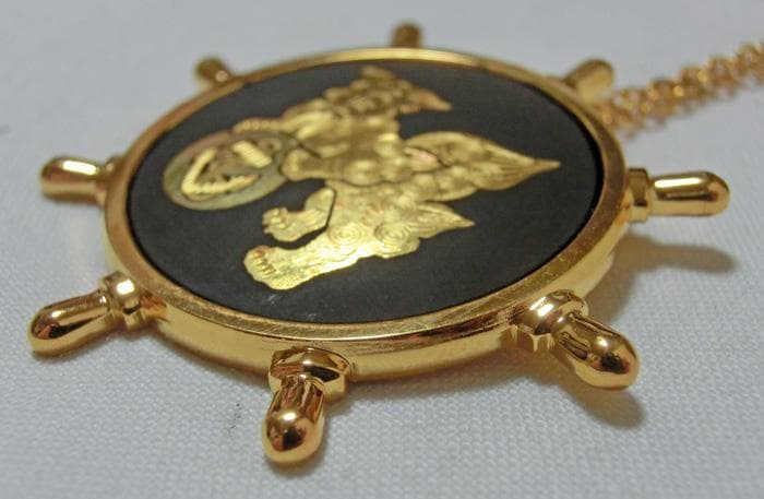 ☆海上自衛隊☆象嵌☆獅子の証し☆希少☆金彩☆ネックレス☆未使用☆共箱付き☆