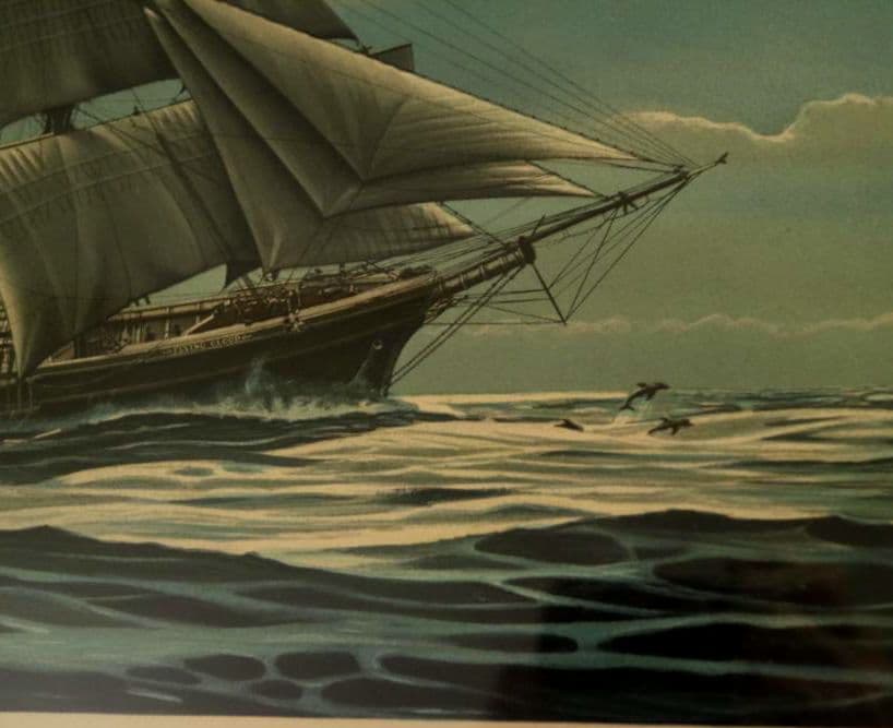 額装品　リトグラフ　R.リントン作　「中国への航海」フランクリン画廊　佳品　稀少