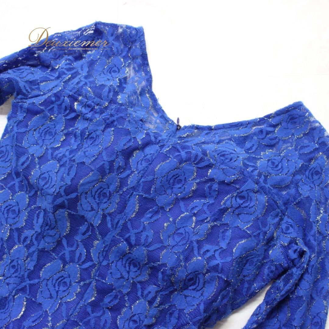 【社交ダンス衣装】ワンピース ドレス leirena 準正装 青 ブルー レース