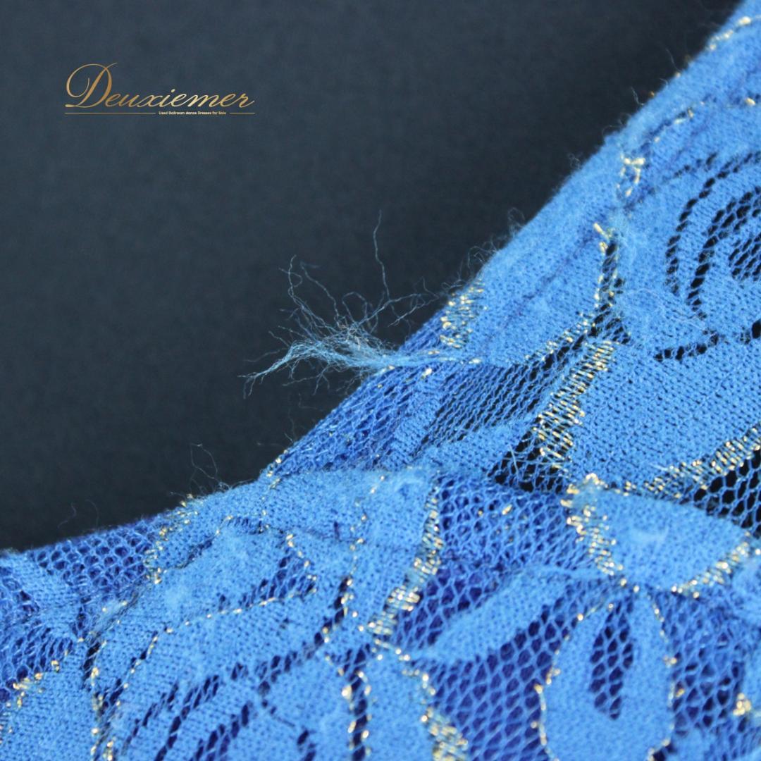 【社交ダンス衣装】ワンピース ドレス leirena 準正装 青 ブルー レース