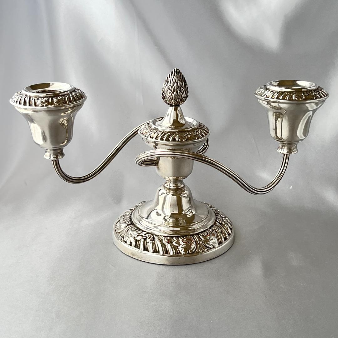 【英国】ビクトリアン キャンドルスタンド トリプルホルダー 火消し