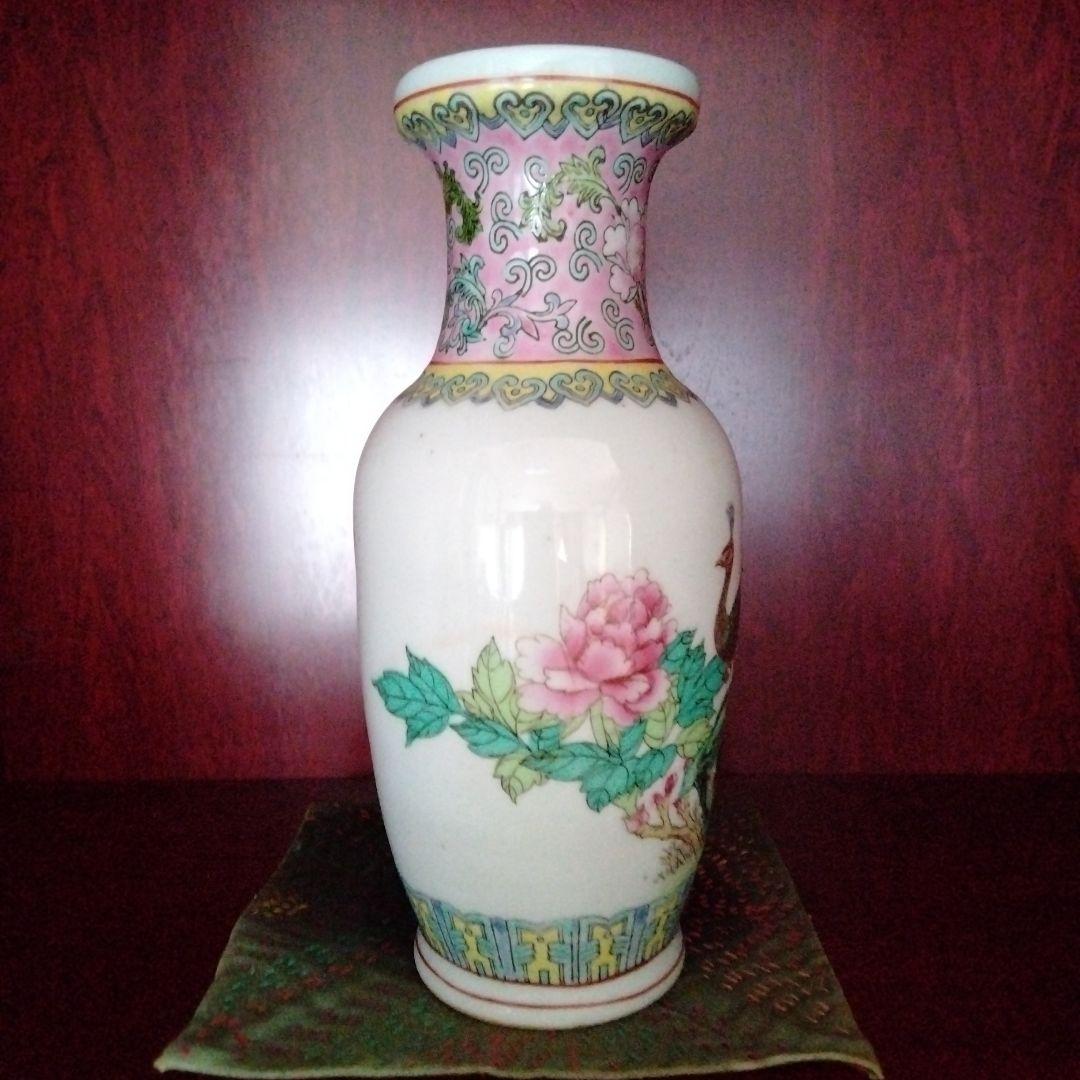 貴重中国骨董陶芸中国七十年代景徳鎮最高級手造り陶磁器 国営手工精製花瓶　 在銘