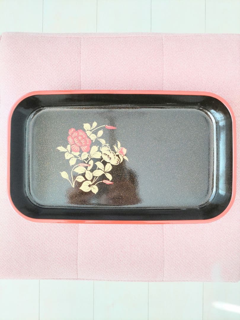 漆器 盆 3点セット 花柄 漆画山人 昭和レトロ ヴィンテージ 工芸品 民芸品