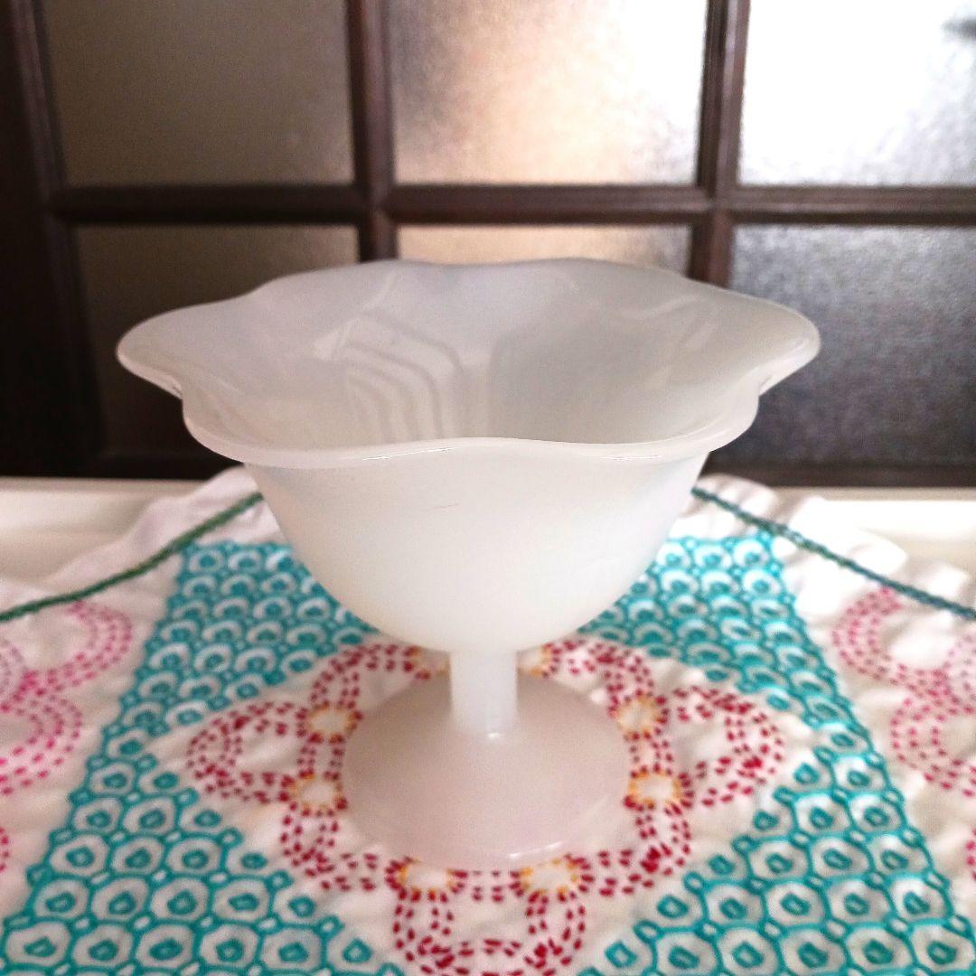 大正ミルクガラス　コンポート　　アンティーク