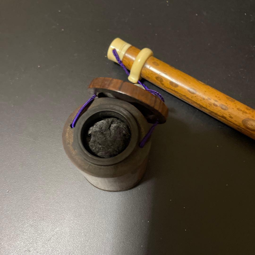 古い　斑竹　筆筒　筆入れ　書道