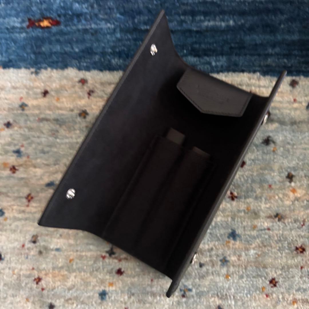 新品未使用品 モンブラン ブラックレザー 2ペンケース