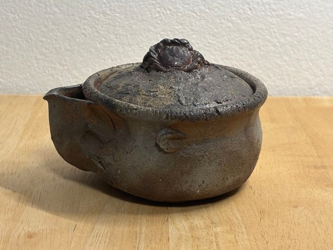 70.備前焼 宝瓶 登り窯 蟹 かに カニ 手びねり 急須