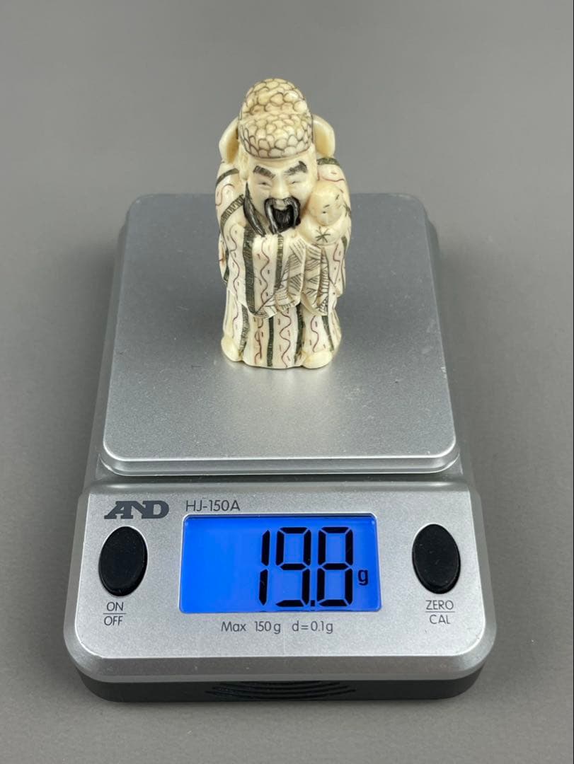 時代根付 極上細密彫り白材 マンモス牙製 作家物 在銘 中国美術 天然素材