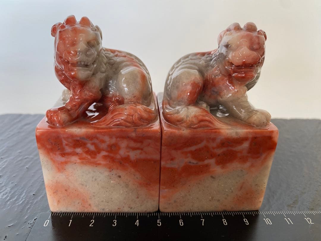 寿山石　紅石　貔貅　古獣　5cm　印材　印石　大材　書道　篆刻　落款　雅号　日展