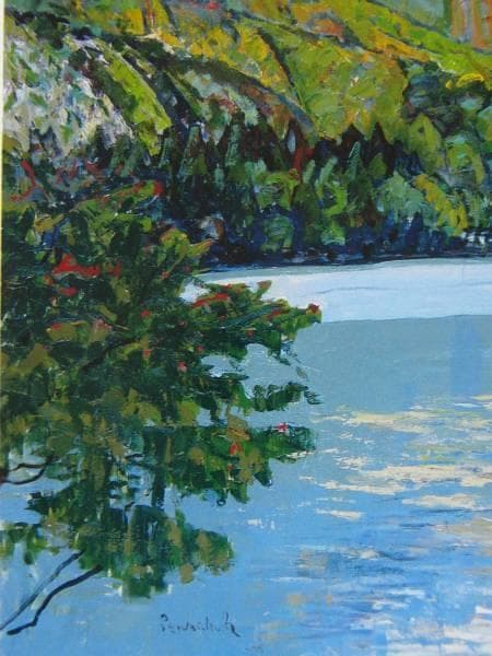 中村善索、山湖新雪、豪華・希少・大判画集画、新品高級額・額装付