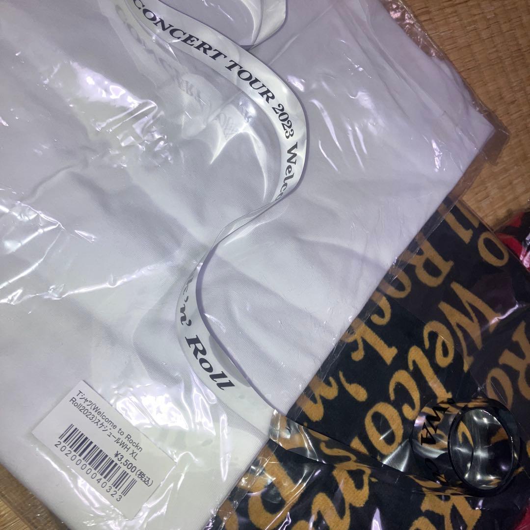 矢沢永吉　2023 タオル×2 Tシャツ　銀テープ1本　会場座席特典ピンバッジ