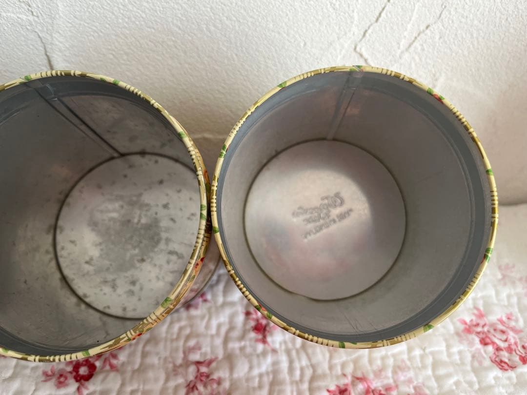 アンティーク　バラ柄のキャニスター3個