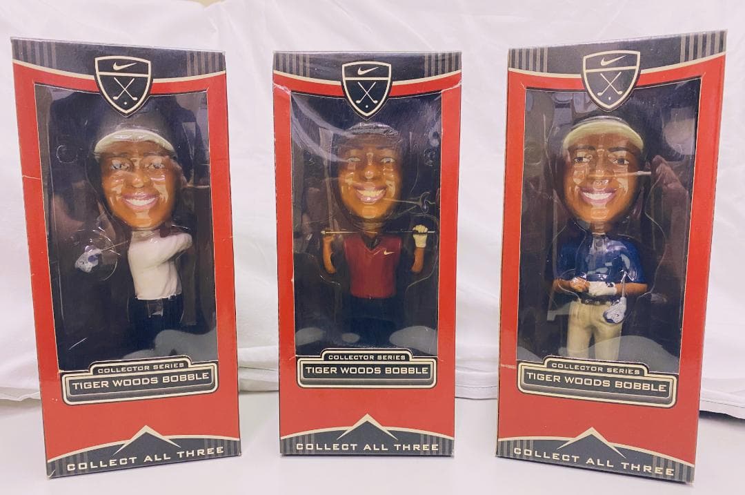 【激レア】未使用！ タイガー・ウッズ　ボブルヘッド　フィギュア　完全３体セット