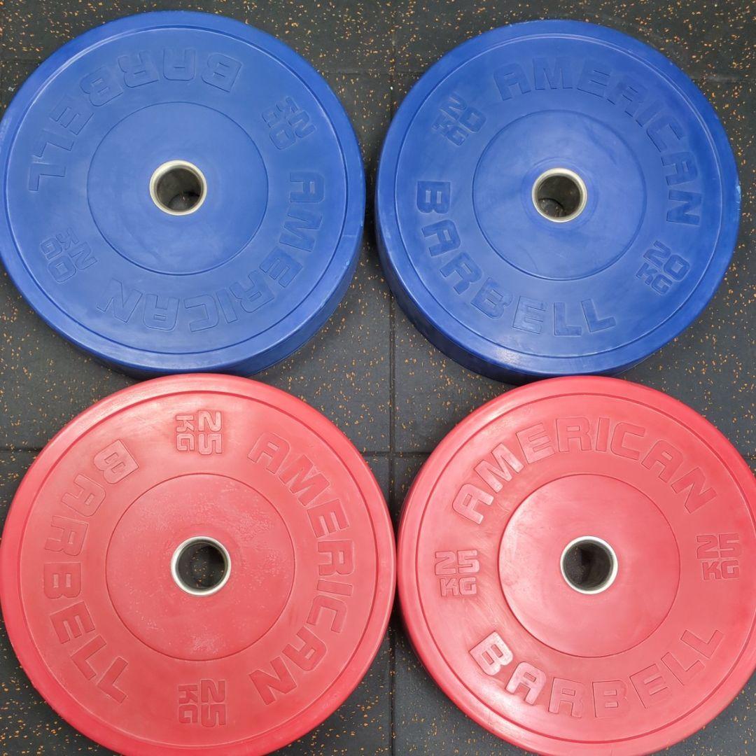 【引取限定】アメリカンバーベル スポーツバンパープレート140kgセット