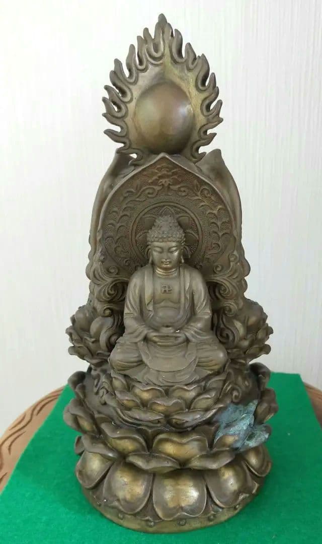 ✨蔵出しセール中❗希少　仏教美術品　銅製西方三経三尊座像（大）仏像　 縁起置物