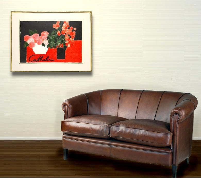 ◆本物保証 ベルナール・カトラン 『赤い花』 大判版画 リトグラフ 石版画